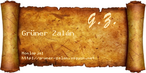 Grüner Zalán névjegykártya